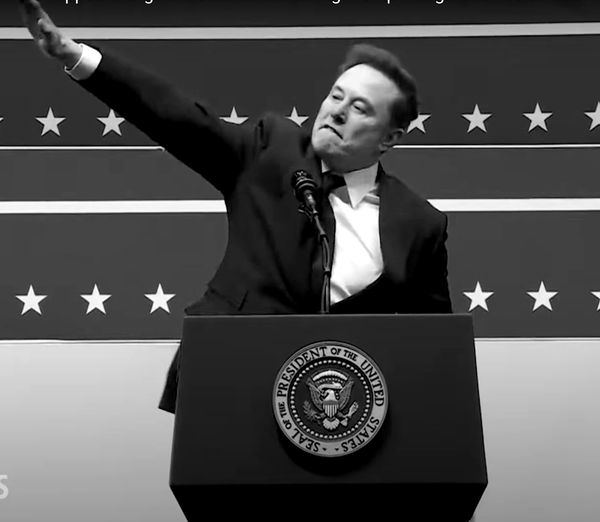 Elon Musk gives straight-armed nazi style salute at Trump inauguration party.